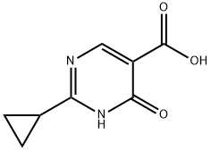2-シクロプロピル-6-オキソ-1,6-ジヒドロ-5-ピリミジンカルボン酸 化学構造式