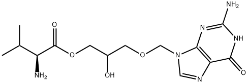 L-Valine, 3-[(2-amino-1,6-dihydro-6-oxo-9H-purin-9-yl)methoxy]-2-hydroxypropyl ester Structure