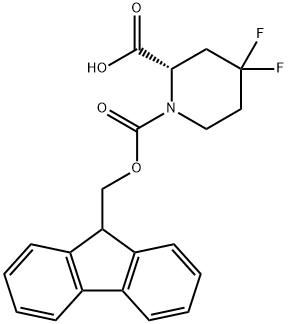 1,2-Piperidinedicarboxylic acid, 4,4-difluoro-, 1-(9H-fluoren-9-ylmethyl) ester, (2S)- Structure