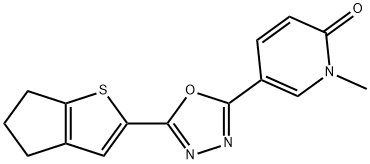 5-(5-{4H,5H,6H-环戊[B]噻吩-2-基}-1,3,4-噁二唑-2-基)-1-甲基-1,2-二氢吡啶-2-酮, 1223636-41-6, 结构式