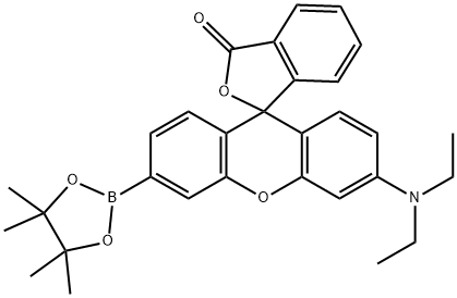 3′-(Diethylamino)-6′-(4,4,5,5-tetramethyl-1,3,2-dioxaborolan-2-yl)-spiro[isobenzofuran-1(3H),9′-[9H]xanthen]-3-one Struktur