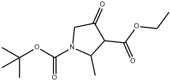 1,3-Pyrrolidinedicarboxylic acid, 2-methyl-4-oxo-, 1-(1,1-dimethylethyl) 3-ethyl ester 化学構造式