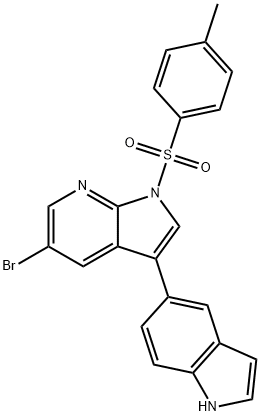 5-bromo-3-(lH-indol-5-yl)-l-tosyl-lH-pyrrolo[2,3- b]pyridine,1229583-70-3,结构式