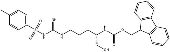 Carbamic acid, N-[(1S)-1-(hydroxymethyl)-4-[[imino[[(4-methylphenyl)sulfonyl]amino]methyl]amino]butyl]-, 9H-fluoren-9-ylmethyl ester Struktur