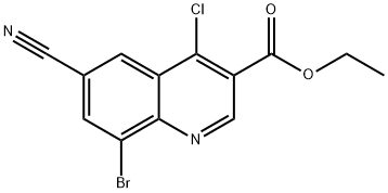 3-Quinolinecarboxylic acid, 8-bromo-4-chloro-6-cyano-, ethyl ester Structure