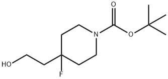 1-Piperidinecarboxylic acid, 4-fluoro-4-(2-hydroxyethyl)-, 1,1-dimethylethyl ester Struktur