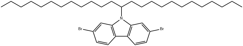9H-咔唑,2,7-二溴-9-(1-十二烷基十三烷基)- 结构式