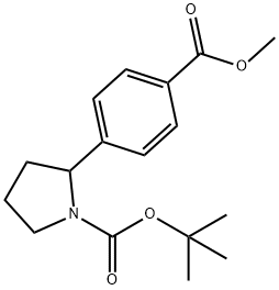 1-Pyrrolidinecarboxylic acid, 2-[4-(methoxycarbonyl)phenyl]-, 1,1-dimethylethyl ester Structure
