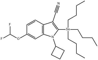 1-cyclobutyl-3-cyano-6-difluoroMethoxyl-2-tributyltinindole|1-环丁基-3-氰基-6-二氟甲氧基-2-三丁基锡吲哚