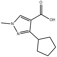 3-环戊基-1-甲基-1H-吡唑-4-羧酸,1249606-57-2,结构式