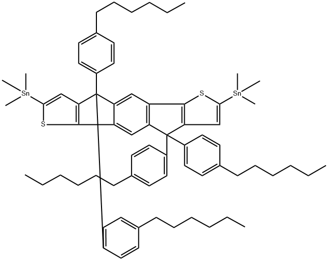 2,7-二(三甲基锡)-4,4,9,9-四(对己基苯)-引达省并二噻吩,1252555-61-5,结构式