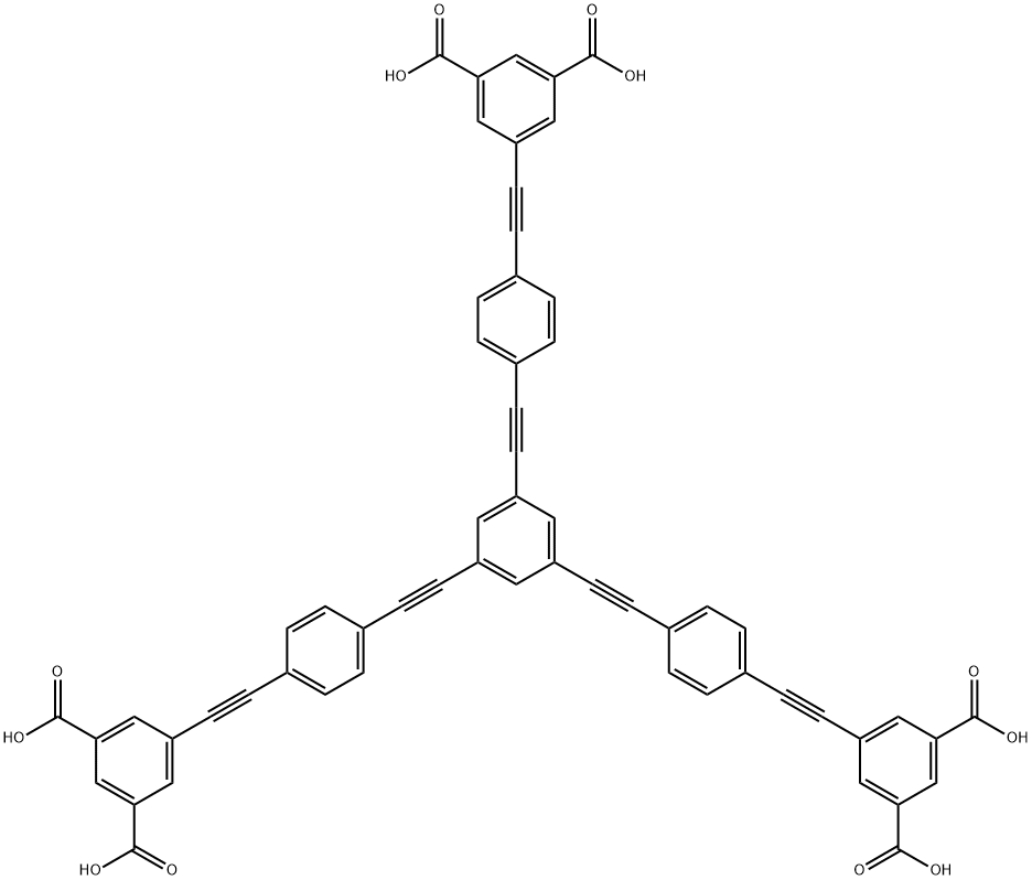 5,5',5''-[1,3,5-苯三酰三(2,1-乙炔二酰-4,1-苯二酰-2,1-乙炔二酰)]三[1,3-苯二甲酸 结构式