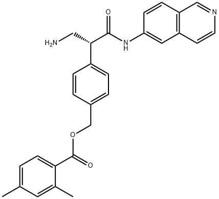 Benzoic acid, 2,4-dimethyl-, [4-[(1R)-1-(aminomethyl)-2-(6-isoquinolinylamino)-2-oxoethyl]phenyl]methyl ester Struktur