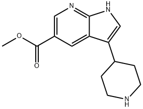 1H-Pyrrolo[2,3-b]pyridine-5-carboxylic acid, 3-(4-piperidinyl)-, methyl ester,1256834-30-6,结构式