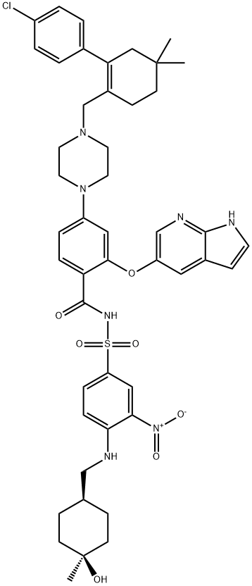 Benzamide, 4-[4-[[2-(4-chlorophenyl)-4,4-dimethyl-1-cyclohexen-1-yl]methyl]-1-piperazinyl]-N-[[4-[[(trans-4-hydroxy-4-methylcyclohexyl)methyl]amino]-3-nitrophenyl]sulfonyl]-2-(1H-pyrrolo[2,3-b]pyridin-5-yloxy)-|化合物 T27600