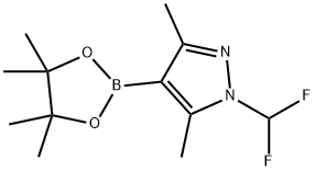 1-(二氟甲基)-3,5-二甲基-4-(4,4,5,5-四甲基-1,3,2-二氧硼杂环戊烷-2-基)-1H-吡唑, 1258401-28-3, 结构式