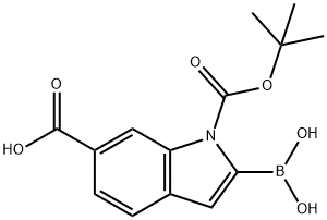 2-硼-1-(叔丁氧基羰基)-1H-吲哚-6-羧酸,1259851-76-7,结构式