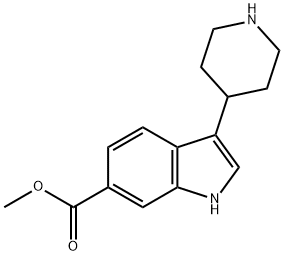 1H-Indole-6-carboxylic acid, 3-(4-piperidinyl)-, methyl ester,1260874-28-9,结构式