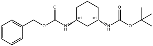 Carbamic acid, N-[(1R,3S)-3-[[(1,1-dimethylethoxy)carbonyl]amino]cyclohexyl]-, phenylmethyl ester, rel- Structure