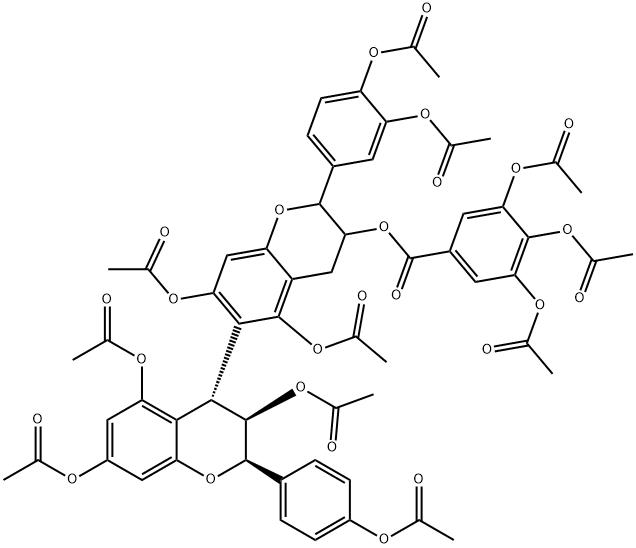 Benzoic acid, 3,4,5-tris(acetyloxy)-, (2R,2'R,3R,3'R,4R)-3,5,5',7,7'-pentakis(acetyloxy)-2-[4-(acetyloxy)phenyl]-2'-[3,4-bis(acetyloxy)phenyl]-3,3',4,4'-tetrahydro[4,6'-bi-2H-1-benzopyran]-3'-yl ester