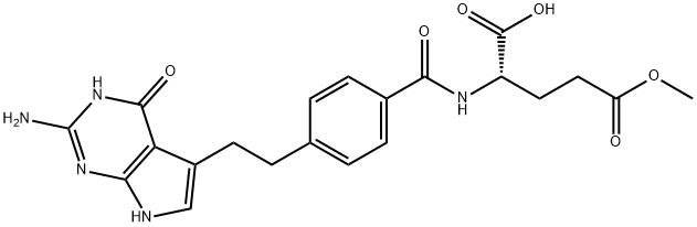L-Glutamic acid, N-[4-[2-(2-amino-4,7-dihydro-4-oxo-3H-pyrrolo[2,3-d]pyrimidin-5-yl)ethyl]benzoyl]-, 5-methyl ester Struktur