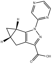 1H-Cyclopropa[4,5]cyclopenta[1,2-c]pyrazole-3-carboxylic acid, 4,4a,5,5a-tetrahydro-1-(2-pyrazinyl)-, (4aS,5aS)- Structure