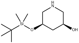 3-Piperidinol, 5-[[(1,1-dimethylethyl)dimethylsilyl]oxy]-, (3S,5R)- Structure