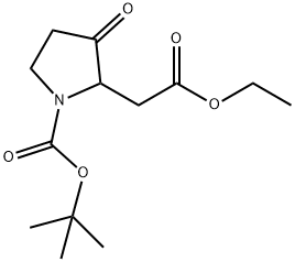 2-Pyrrolidineacetic acid, 1-[(1,1-dimethylethoxy)carbonyl]-3-oxo-, ethyl ester Structure
