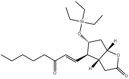 2H-Cyclopenta[b]furan-2-one, hexahydro-4-[(1E)-3-oxo-1-octen-1-yl]-5-[(triethylsilyl)oxy]-, (3aR,4R,5R,6aS)- 化学構造式