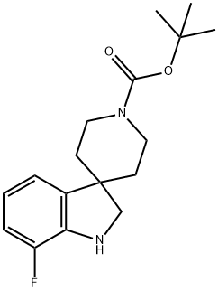Spiro[3H-indole-3,4′-piperidine]-1′-carboxylic acid, 7-fluoro-1,2-dihydro-, 1,1-… 结构式