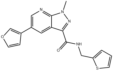 5-(furan-3-yl)-1-methyl-N-(thiophen-2-ylmethyl)-1H-pyrazolo[3,4-b]pyridine-3-carboxamide,1293303-28-2,结构式