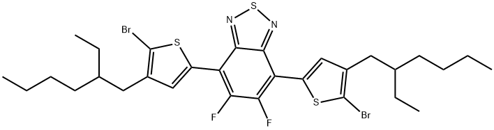 5,6-difluoro-4,7-bis-(5-bromo-4-(2-ethylhexyl)-2-thienyl)-2,1,3-benzothiadiazole,1293389-31-7,结构式