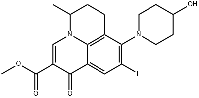 1H,5H-Benzo[ij]quinolizine-2-carboxylic acid, 9-fluoro-6,7-dihydro-8-(4-hydroxy-1-piperidinyl)-5-methyl-1-oxo-, methyl ester Structure