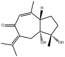 (1S)-1β,8aβ-ジヒドロキシ-1,4-ジメチル-7-イソプロピリデン-1,2,3,3a,8,8a-ヘキサヒドロアズレン-6(7H)-オン 化学構造式