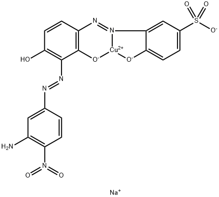 sodium [3-[[3-[(3-amino-4-nitrophenyl)azo]-2,4-dihydroxyphenyl]azo]-4-hydroxybenzenesulphonato(3-)]cuprate(1-) Structure