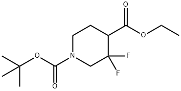 1-tert-butyl 4-ethyl 3,3-difluoropiperidine-1,4-dicarboxylate Struktur