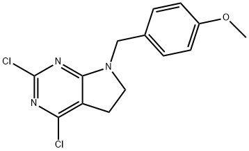 5H-Pyrrolo[2,3-d]pyrimidine, 2,4-dichloro-6,7-dihydro-7-[(4-methoxyphenyl)methyl]- 结构式