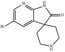 5′-Bromospiro[piperidine-4,3′-[3H]pyrrolo[2,3-b]pyridin]-2′(1′H)-one 结构式