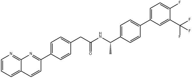 (S)-2-(4-(1,8-萘啶-2-基)苯基)-N-(1-(4'-氟-3'-(三氟甲基)-[1,1'-联苯]-4-基)乙基)乙酰胺 结构式