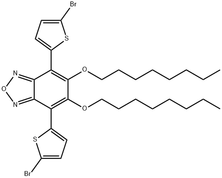 4,7-Bis(5-bromothiophen-2-yl)-5,6-bis(octyloxy)benzo[c ][1,2,5] oxadiazole 化学構造式