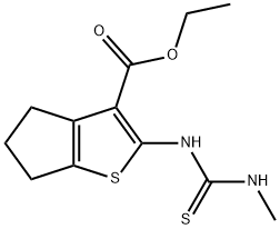 4H-Cyclopenta[b]thiophene-3-carboxylic acid, 5,6-dihydro-2-[[(methylamino)thioxomethyl]amino]-, ethyl ester Structure