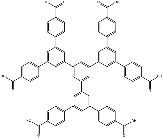 5',5'''-bis(4-carboxyphenyl)-5''-(4,4''-dicarboxy[1,1':3',1''-terphenyl]-5'-yl)-[1,1':3',1'':3'',1''':3''',1''''-Quinquephenyl]-4,4''''-dicarboxylic acid Structure