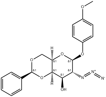 4-メトキシフェニル2-アジド-4,6-O-ベンジリデン-2-デオキシ-β-D-ガラクトピラノシド 化学構造式