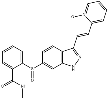 N-Methyl-2-[[3-[(1E)-2-(1-oxido-2-pyridinyl)ethenyl]-1H-indazol-6-yl]sulfinyl]-benzamide,1348044-24-5,结构式