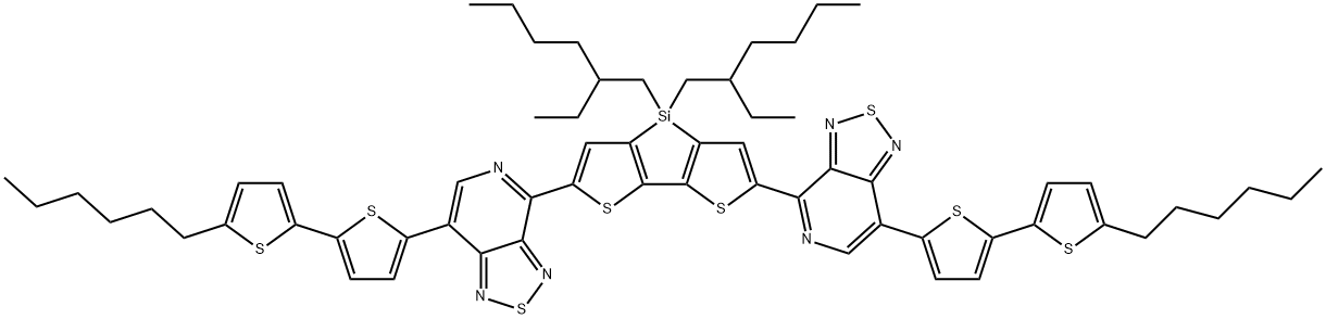 5,5′-Bis{[4-(7-hexylthiophen-2-yl)thiophen-2-yl]-[1,2,5]thiadiazolo[3,4-c]pyridine}-3,3′-di-2-ethylhexylsilylene-2,2′-bithiophene,1351374-94-1,结构式
