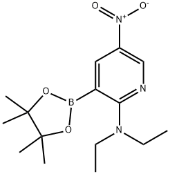 2-Pyridinamine, N,N-diethyl-5-nitro-3-(4,4,5,5-tetramethyl-1,3,2-dioxaborolan-2-yl)- 结构式