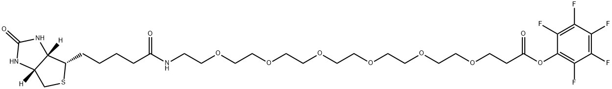 4,7,10,13,16,19-Hexaoxa-22-azaheptacosanoic acid, 27-[(3aS,4S,6aR)-hexahydro-2-oxo-1H-thieno[3,4-d]imidazol-4-yl]-23-oxo-, 2,3,4,5,6-pentafluorophenyl ester, 1352814-12-0, 结构式