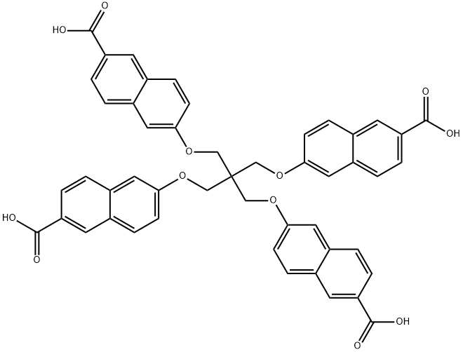 2-Naphthjavascript:void(0)alenecarboxylic acid, 6,6'-[[2,2-bis[[(6-carboxy-2-naphthalenyl)oxy]methyl]-1,3-propanediyl]bis(oxy)]bis- Structure