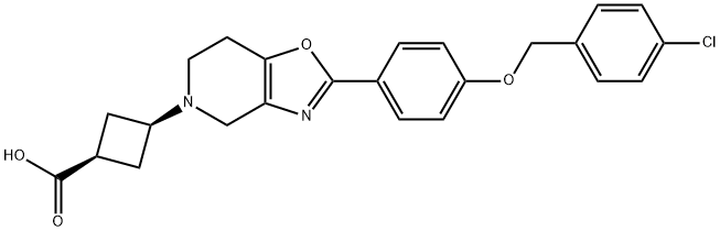 Cyclobutanecarboxylic acid, 3-[2-[4-[(4-chlorophenyl)methoxy]phenyl]-6,7-dihydrooxazolo[4,5-c]pyridin-5(4H)-yl]-, cis-|化合物 S1P RECEPTOR AGONIST 2