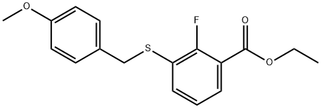 2-氟-3-((对甲氧基苄基)硫基)苯甲酸乙酯 结构式